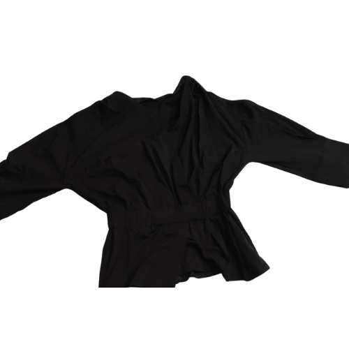 Black Long-Sleeve Wrap Top