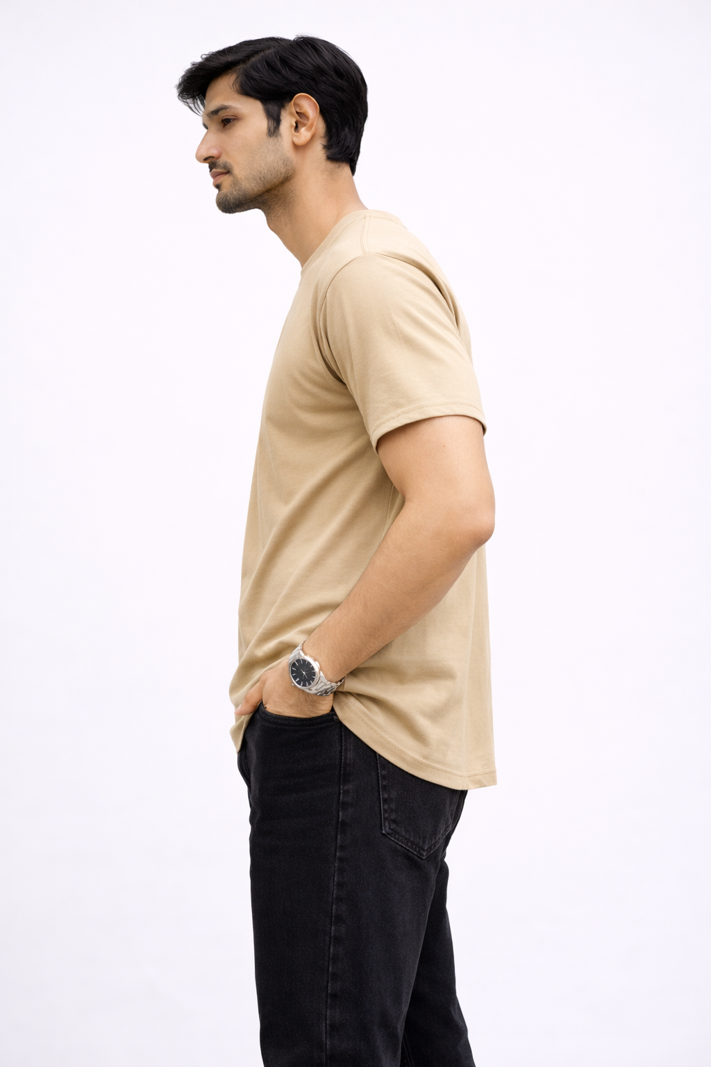 Believe in Yourself Motivational Graphic T-Shirt – Back Print (Beige/Tan)