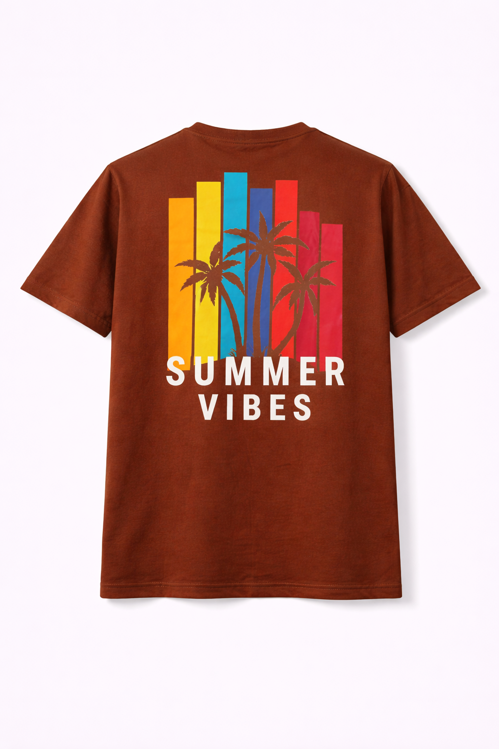 Men’s Brown Summer Vibes Palm Tree Graphic Oversized T-Shirt