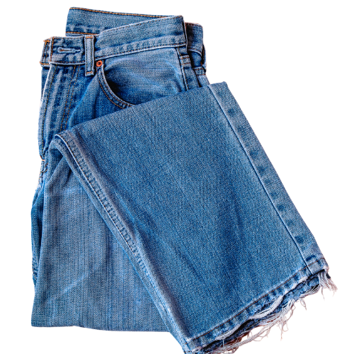 Classic Blue Straight-Leg Raw Hem Jeans