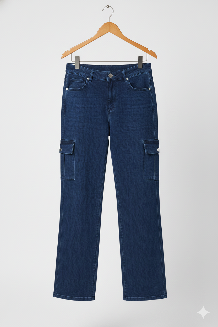Women’s Straight-Fit Cargo Denim Jeans