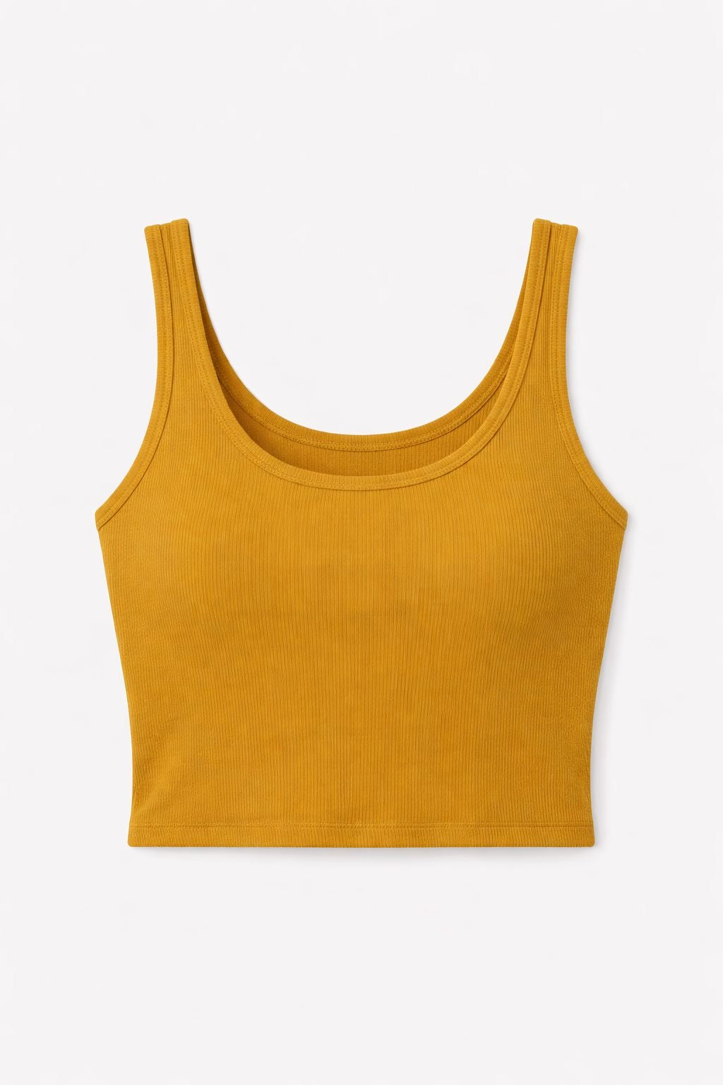 Mustard Sleeveless Ribbed Crop Top