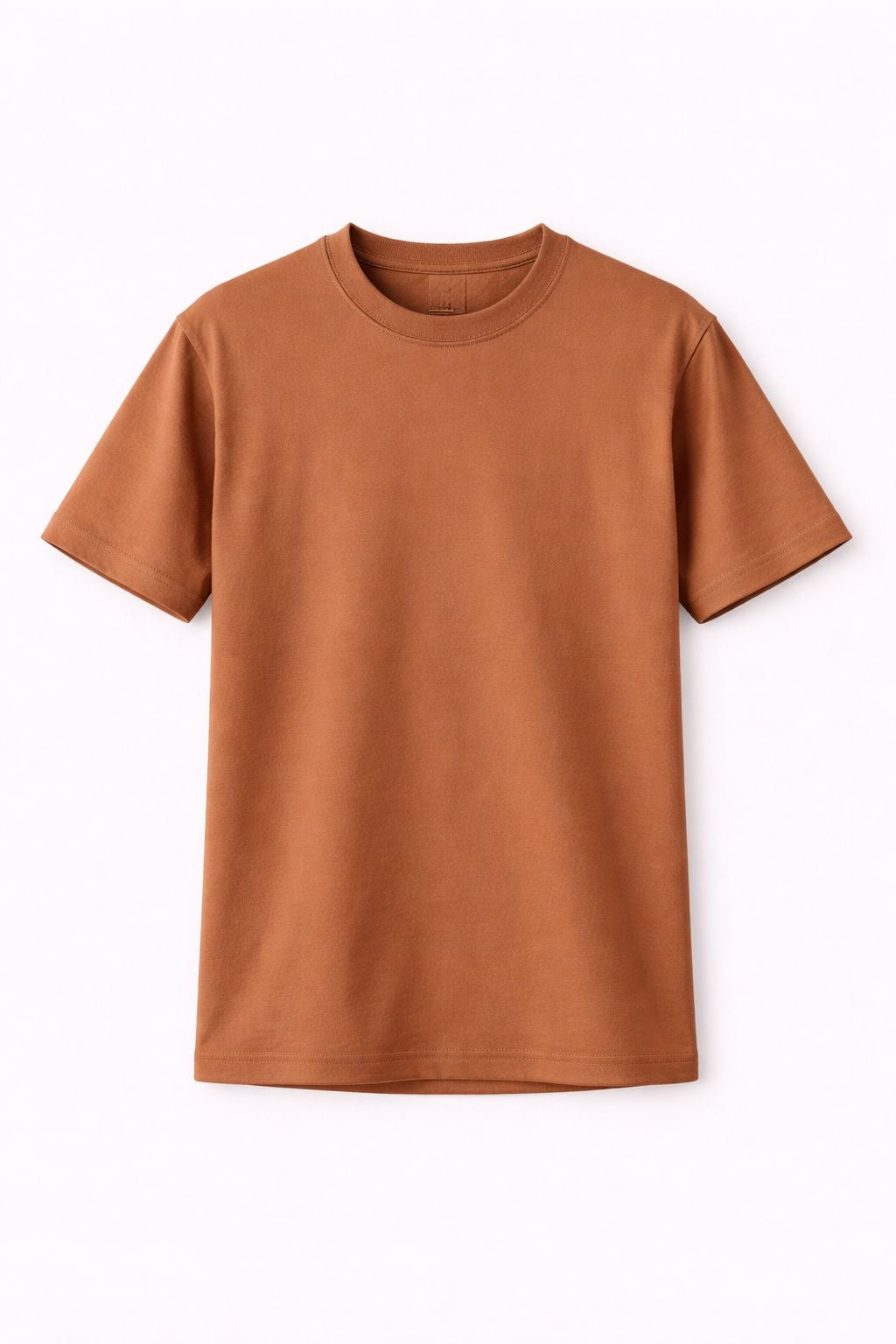 Brown Solid Crew Neck T-Shirt