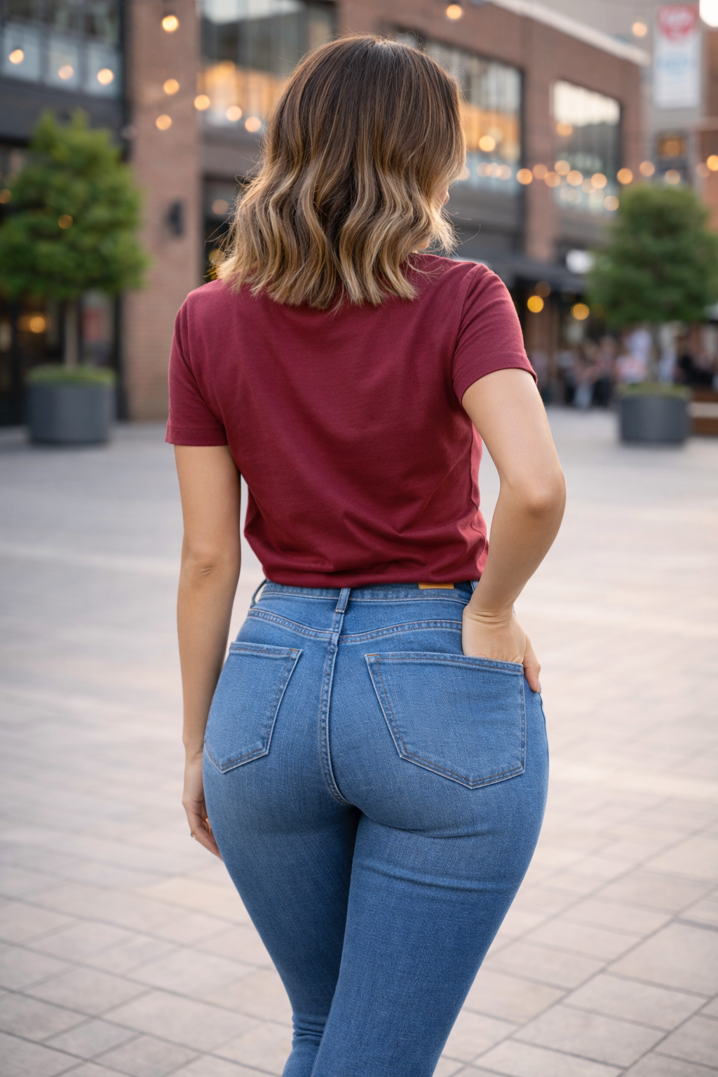 Classic Burgundy Crew Neck Cotton T-Shirt for Women