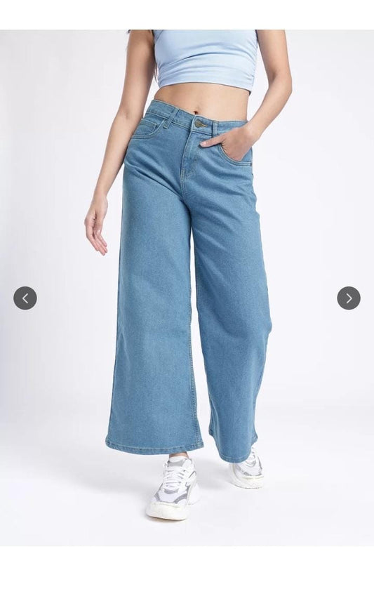 High-Waist Wide Leg Jeans – Light Blue