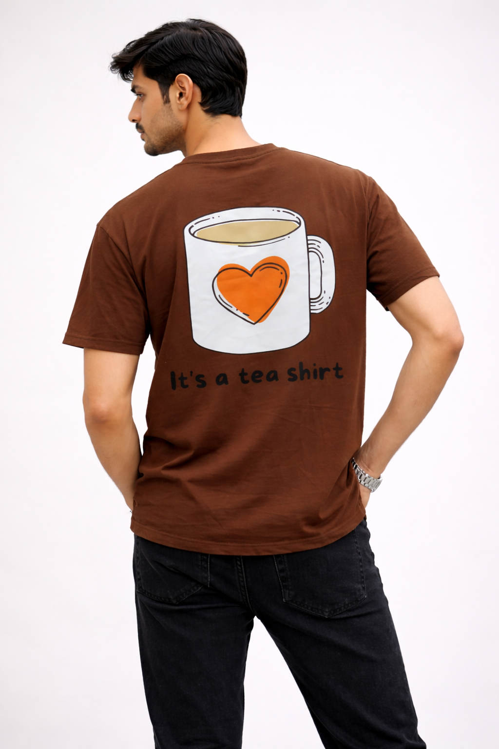 Funny “It’s a Tea Shirt” Graphic T-Shirt – Mug Artwork (Brown)