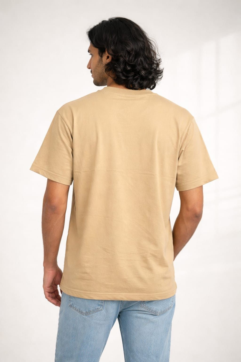 Men’s Solid Crew Neck T-Shirt – Sand Beige