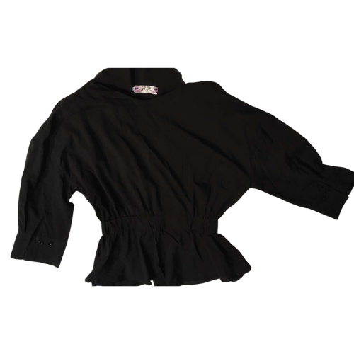 Black Long-Sleeve Wrap Top