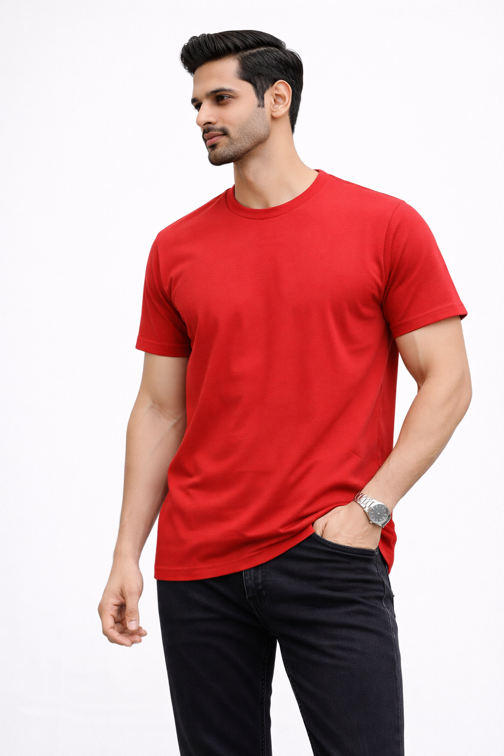 Old School Energy Graphic Printed Oversize T-Shirt – Retro Aesthetic (Red)