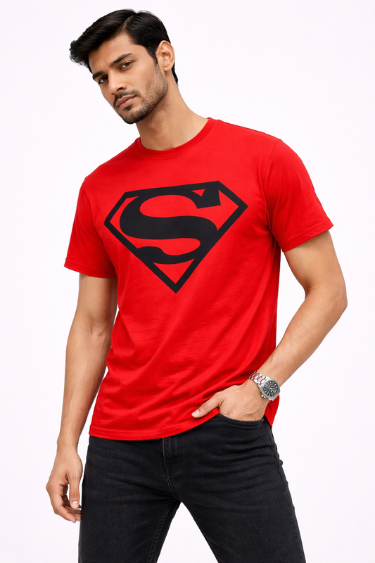 Superhero “S” Shield Graphic T-Shirt – Bold Chest Print (Red)