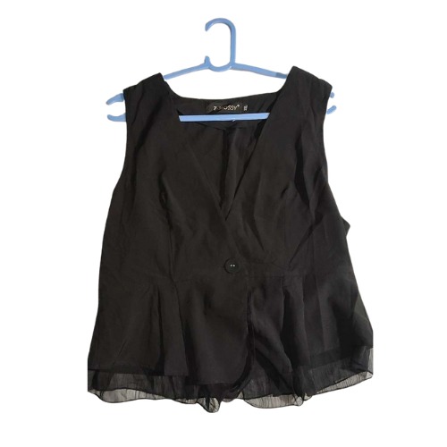 Elegant Black Sleeveless Peplum Top