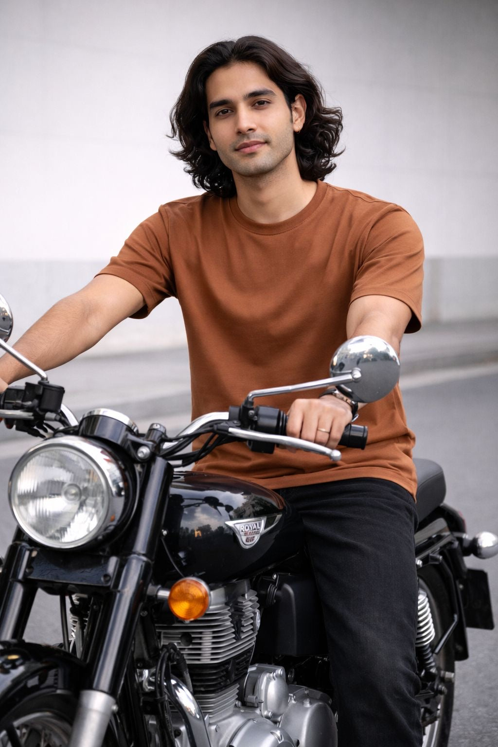 Brown Solid Crew Neck T-Shirt