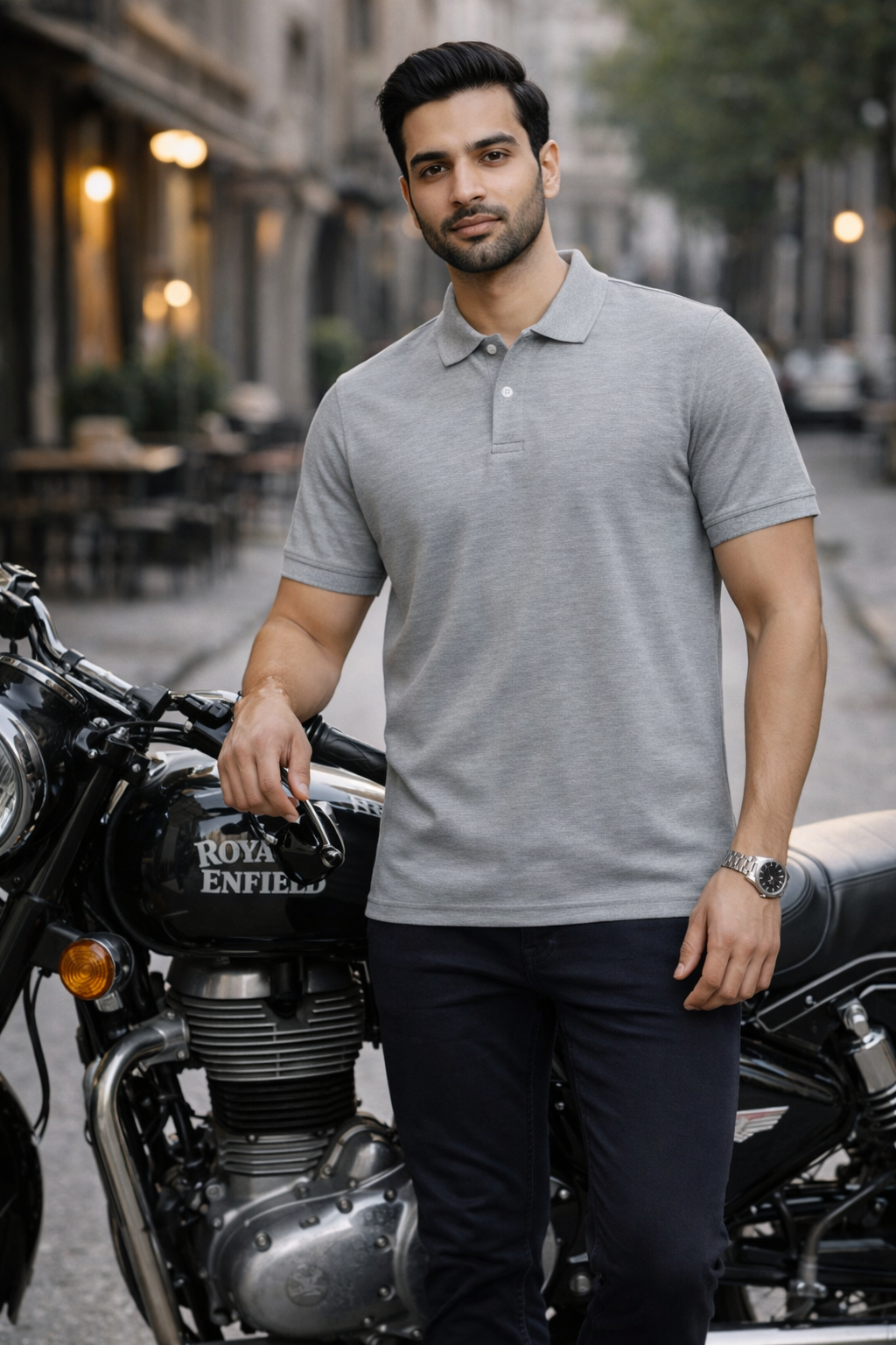 Essential Melange Grey Piqué Polo