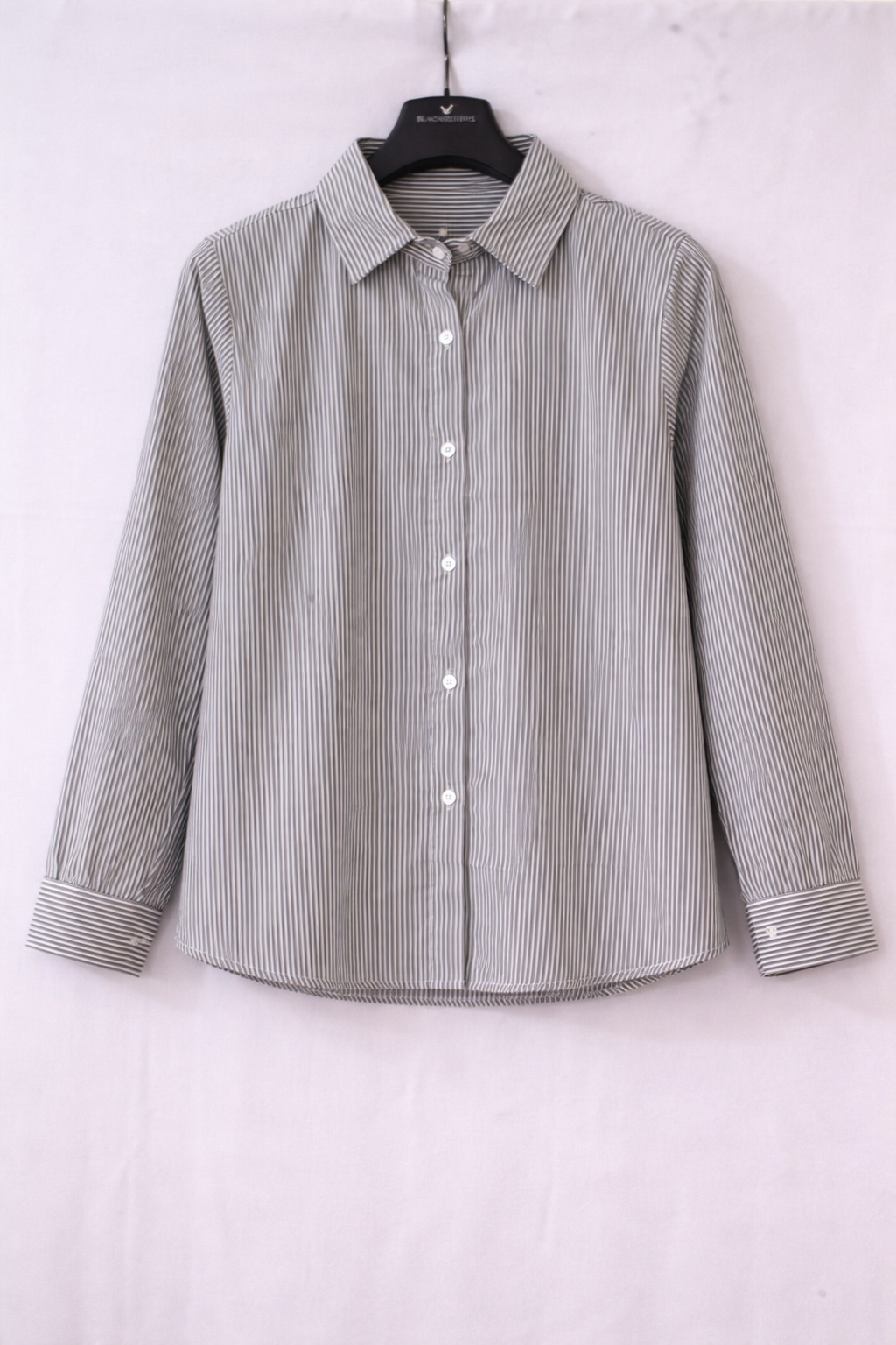 Women Grey Striped Corset Back Shirt