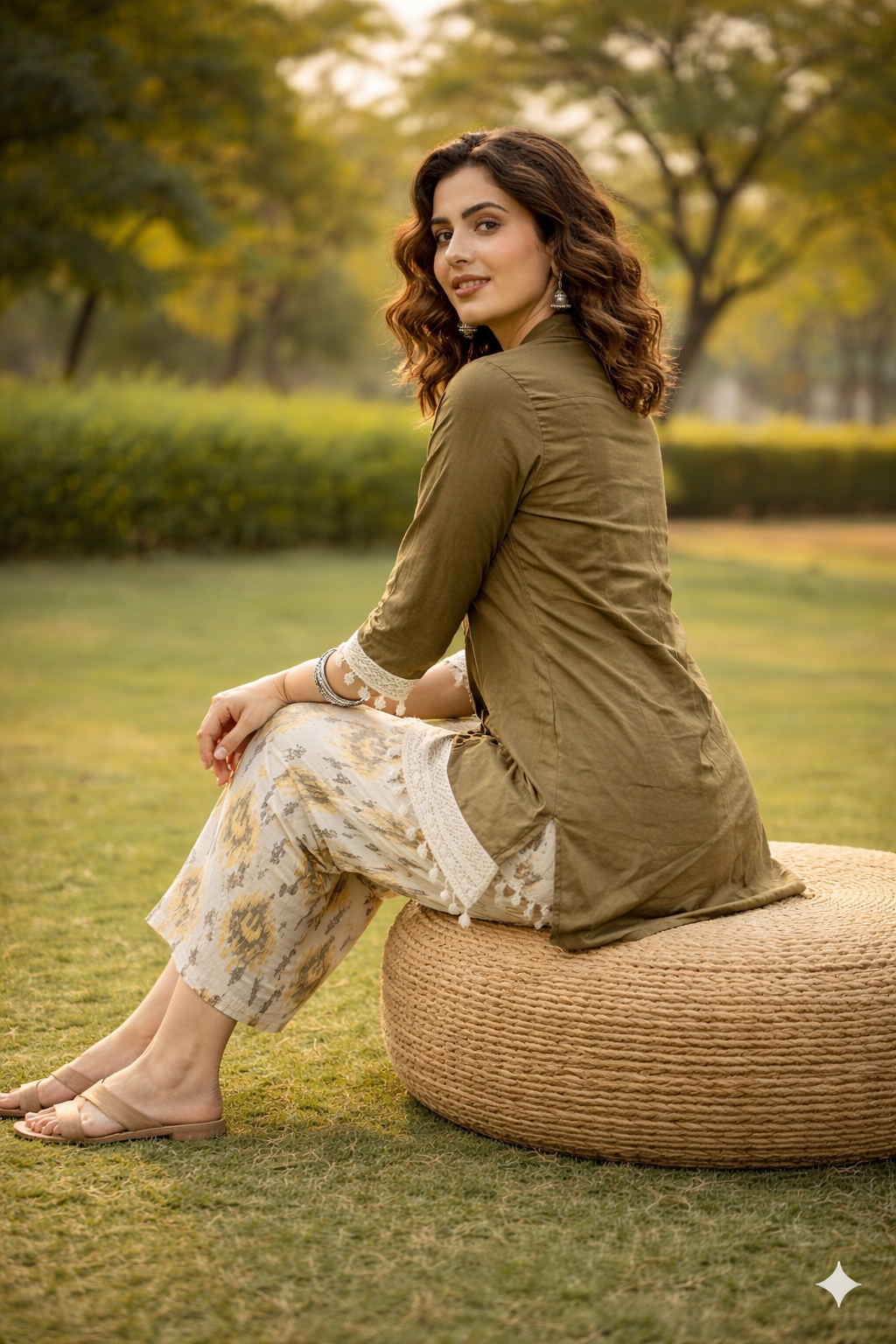 Olive Aura Printed Co-Ord Set