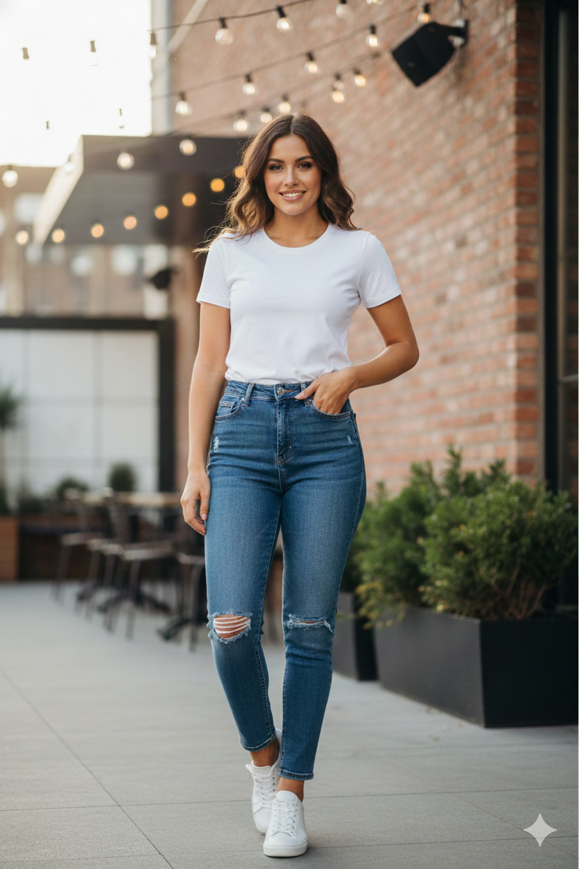 Classic White Crew Neck Cotton T-Shirt (Everyday Essential)