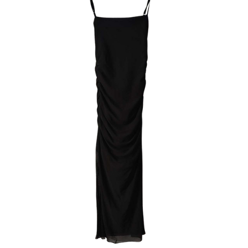 Sleek Black Ruched Maxi Dress