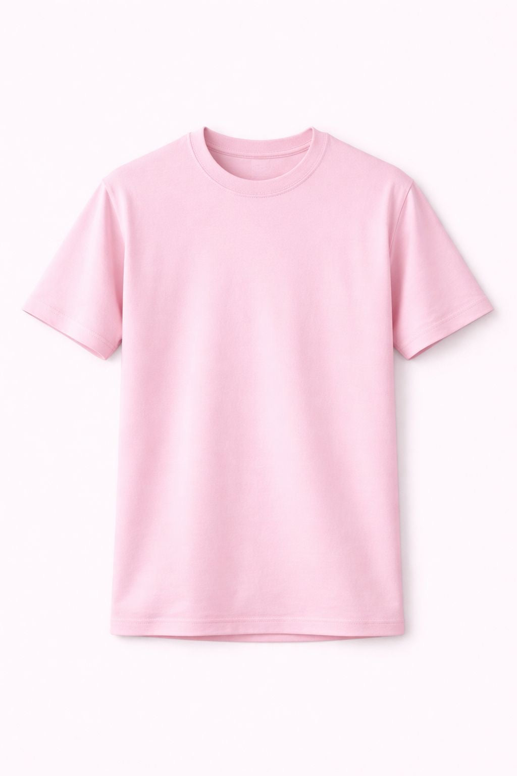 Light Pink Solid Crew Neck T-Shirt