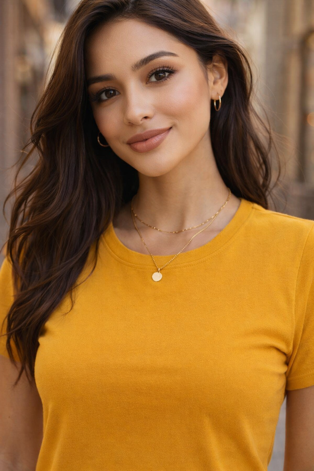 Mustard Yellow Crew Neck Cotton T-Shirt for Women (Everyday Casual Essential)