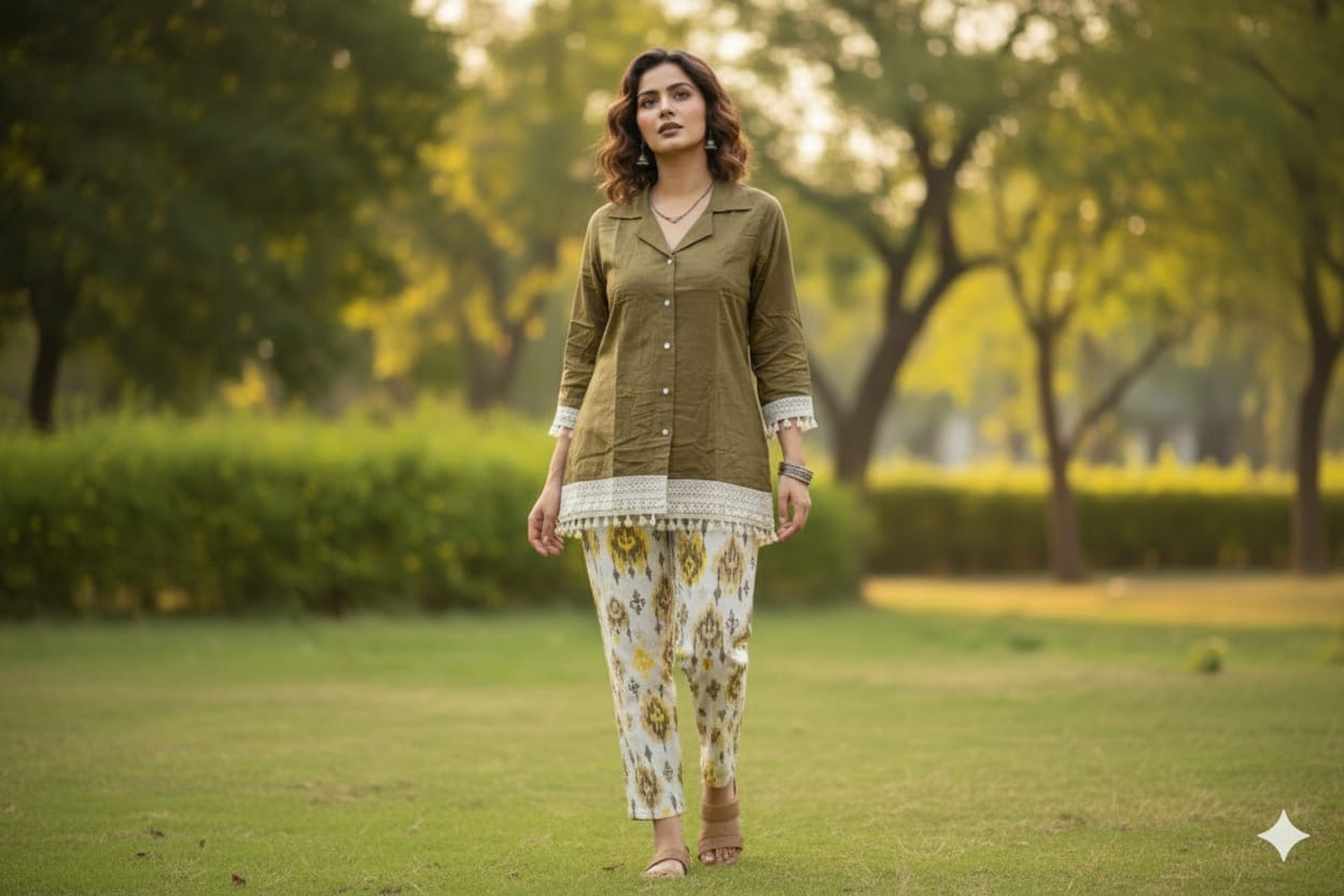 Olive Aura Printed Co-Ord Set