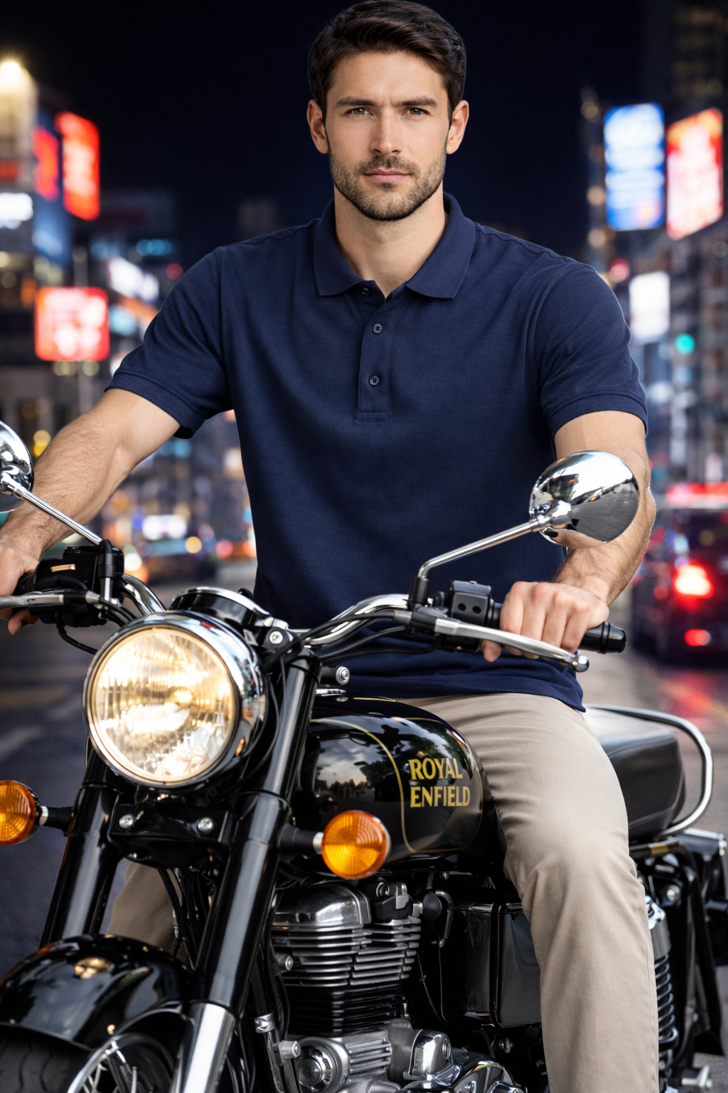 Men’s Classic Solid Polo T-Shirt – Navy Blue