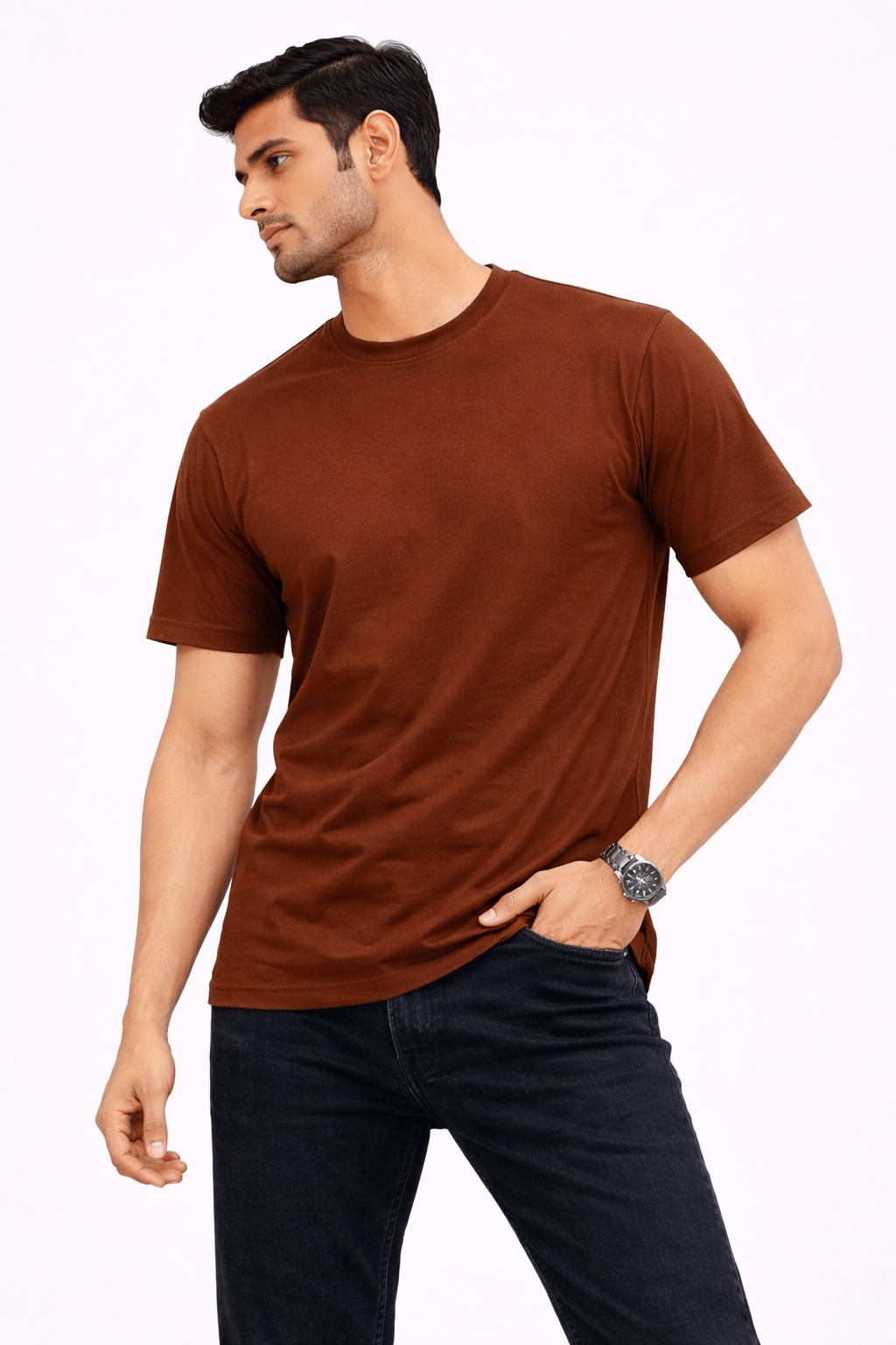 Men’s Brown Freedom Angel Graphic Printed Oversized T-Shirt