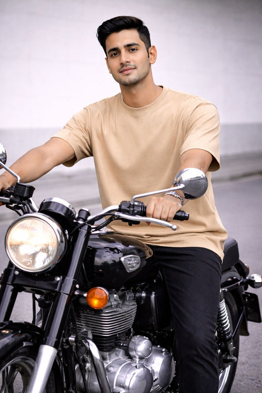 Beige Oversized Graphic T-Shirt – Old School Energy