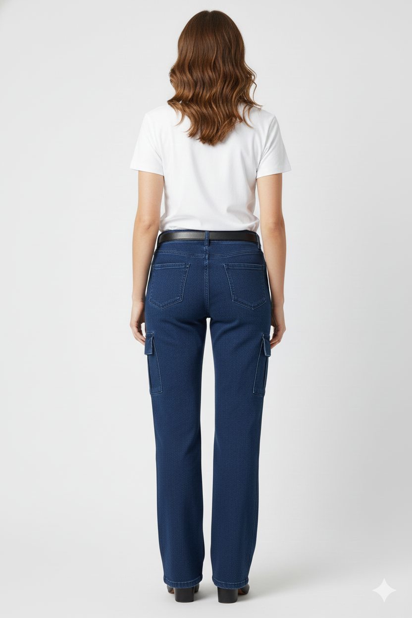 Women’s Straight-Fit Cargo Denim Jeans
