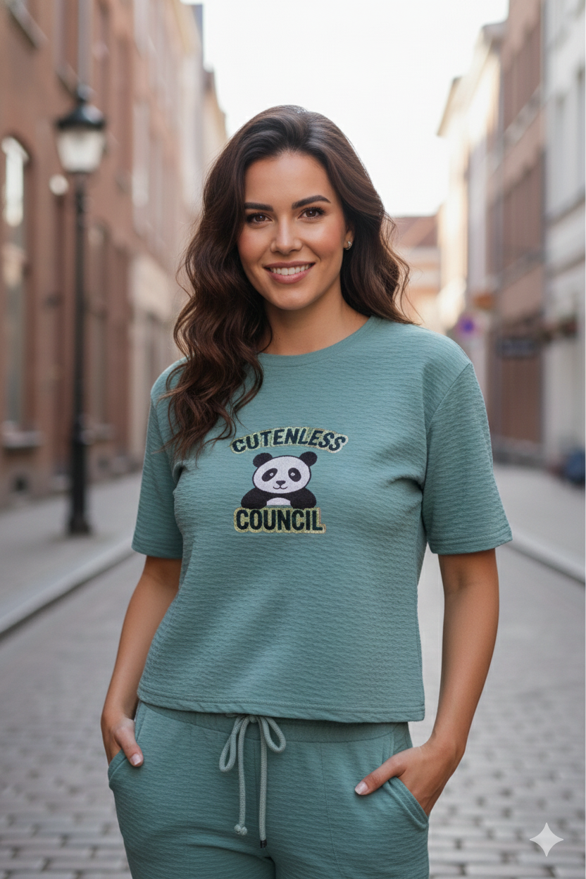Women’s Teal Green Graphic Lounge Set with T-Shirt & Jogger Pants