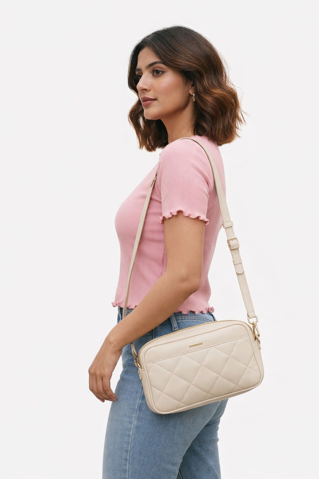 Pink Ribbed Crop Top with Lettuce Hem