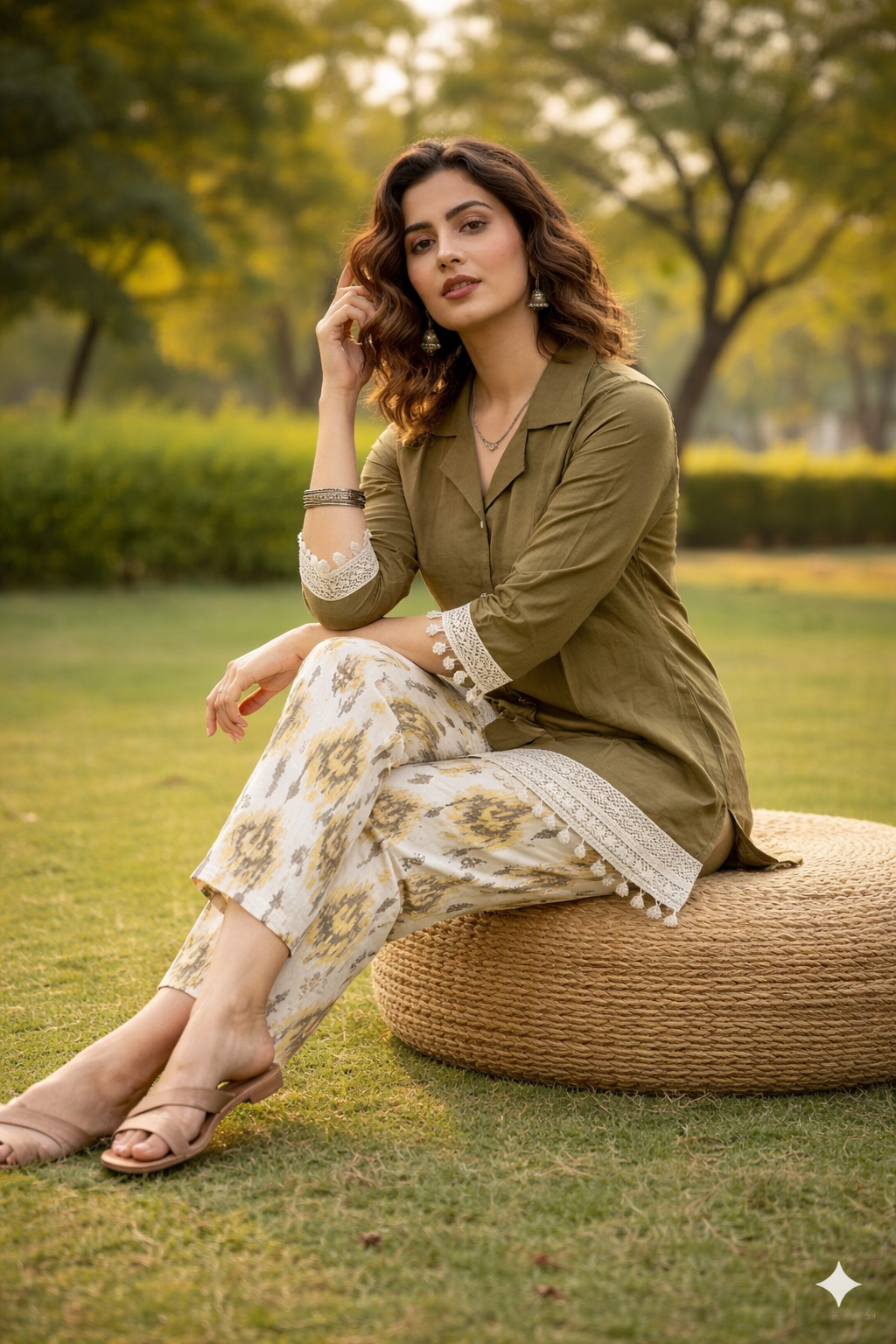 Olive Aura Printed Co-Ord Set