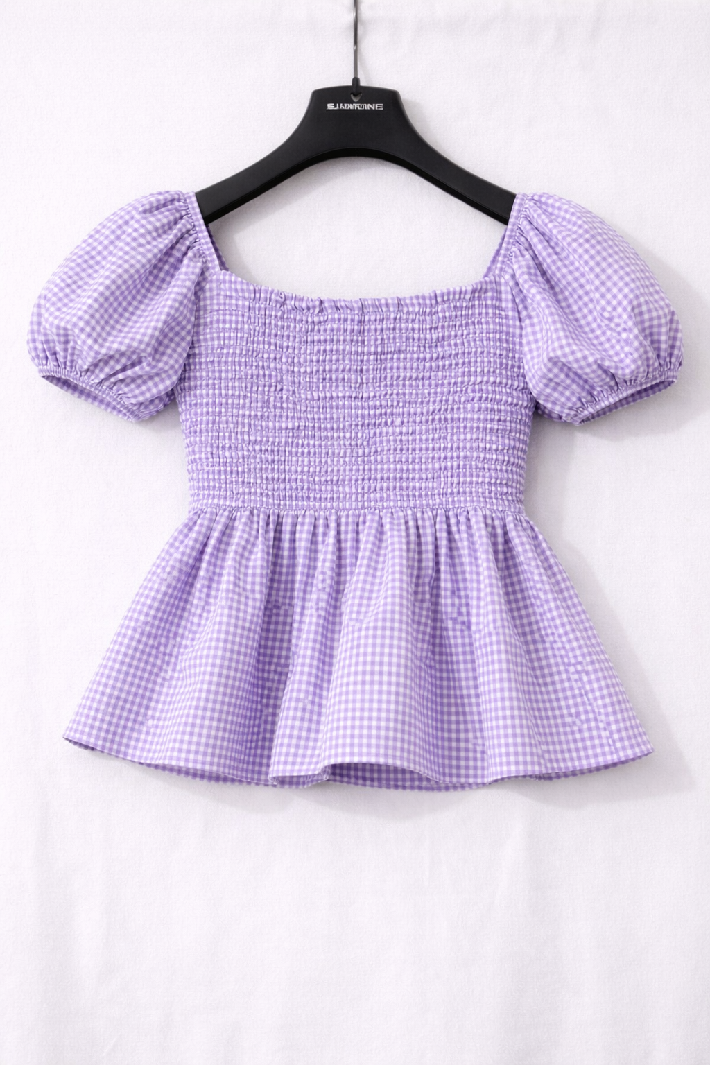 Women Lavender Gingham Peplum Top