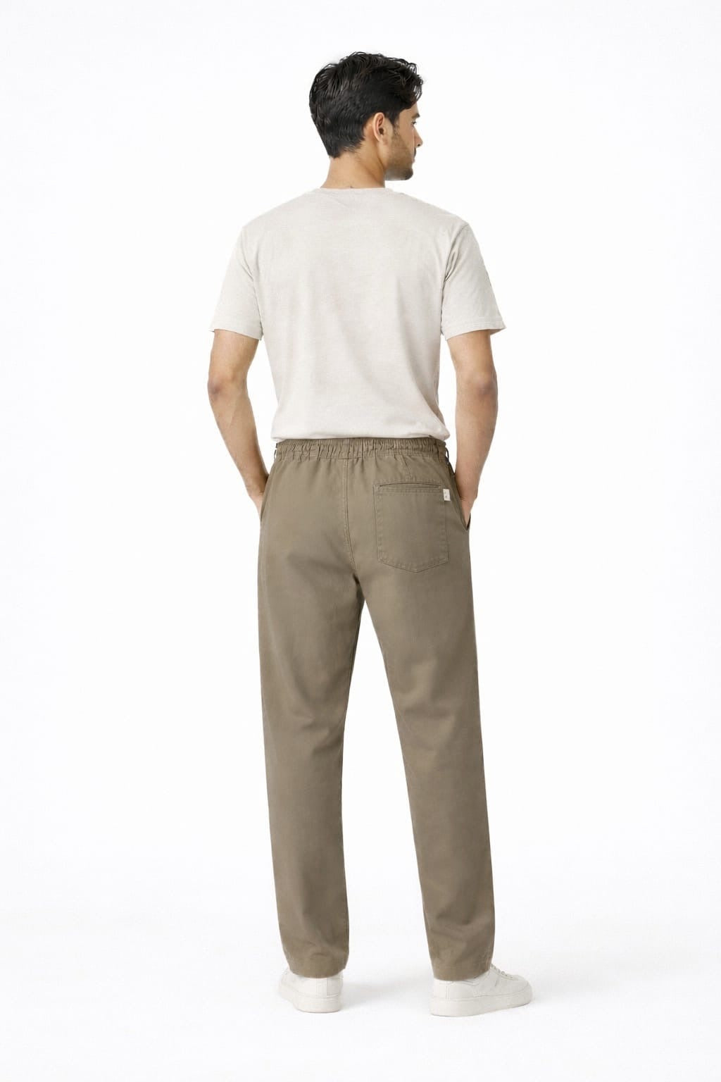 Men’s Linen Cotton Relaxed Fit Pants with Elastic Waist & Drawstring