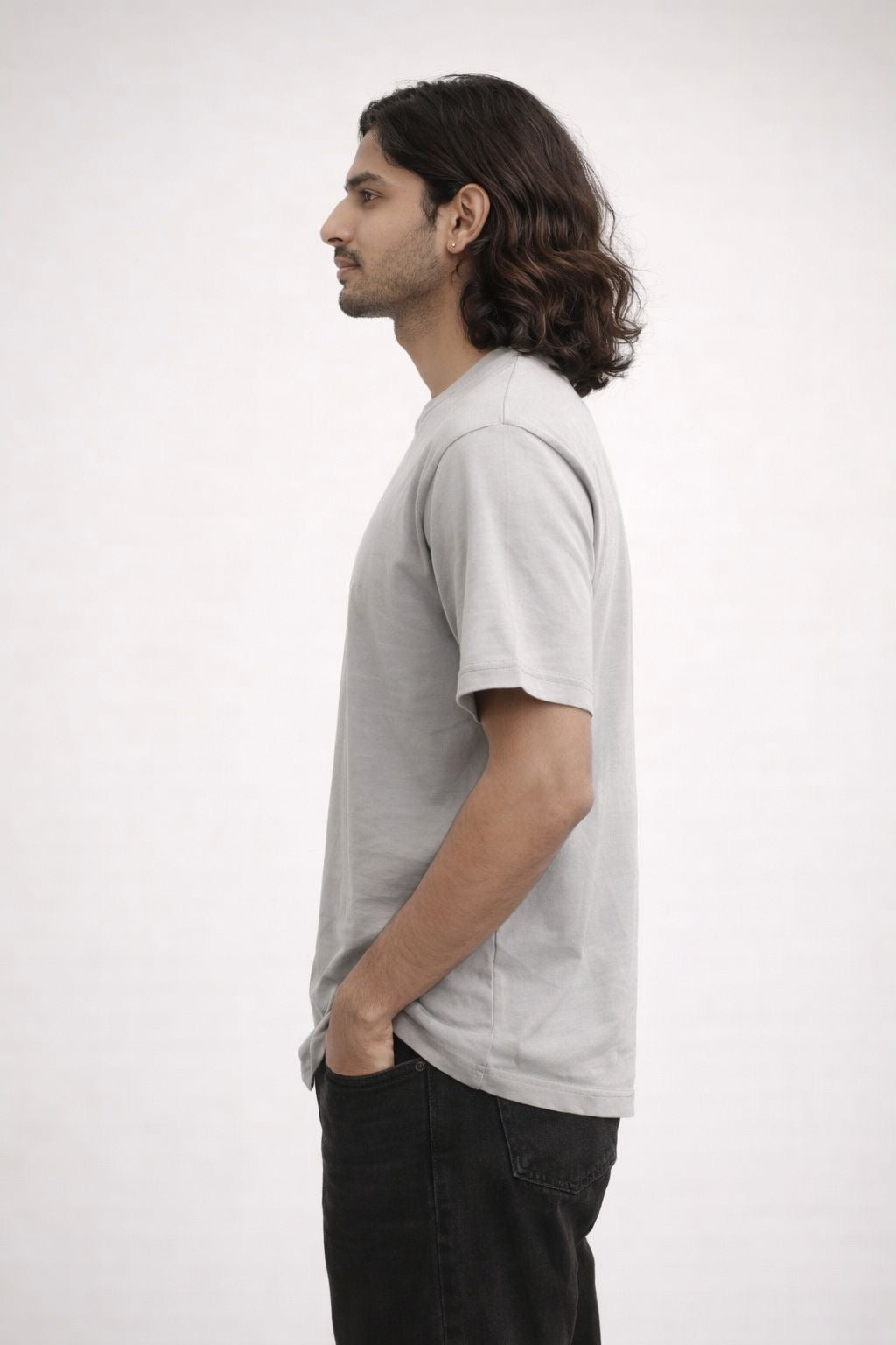 Grey Solid Crew Neck T-Shirt