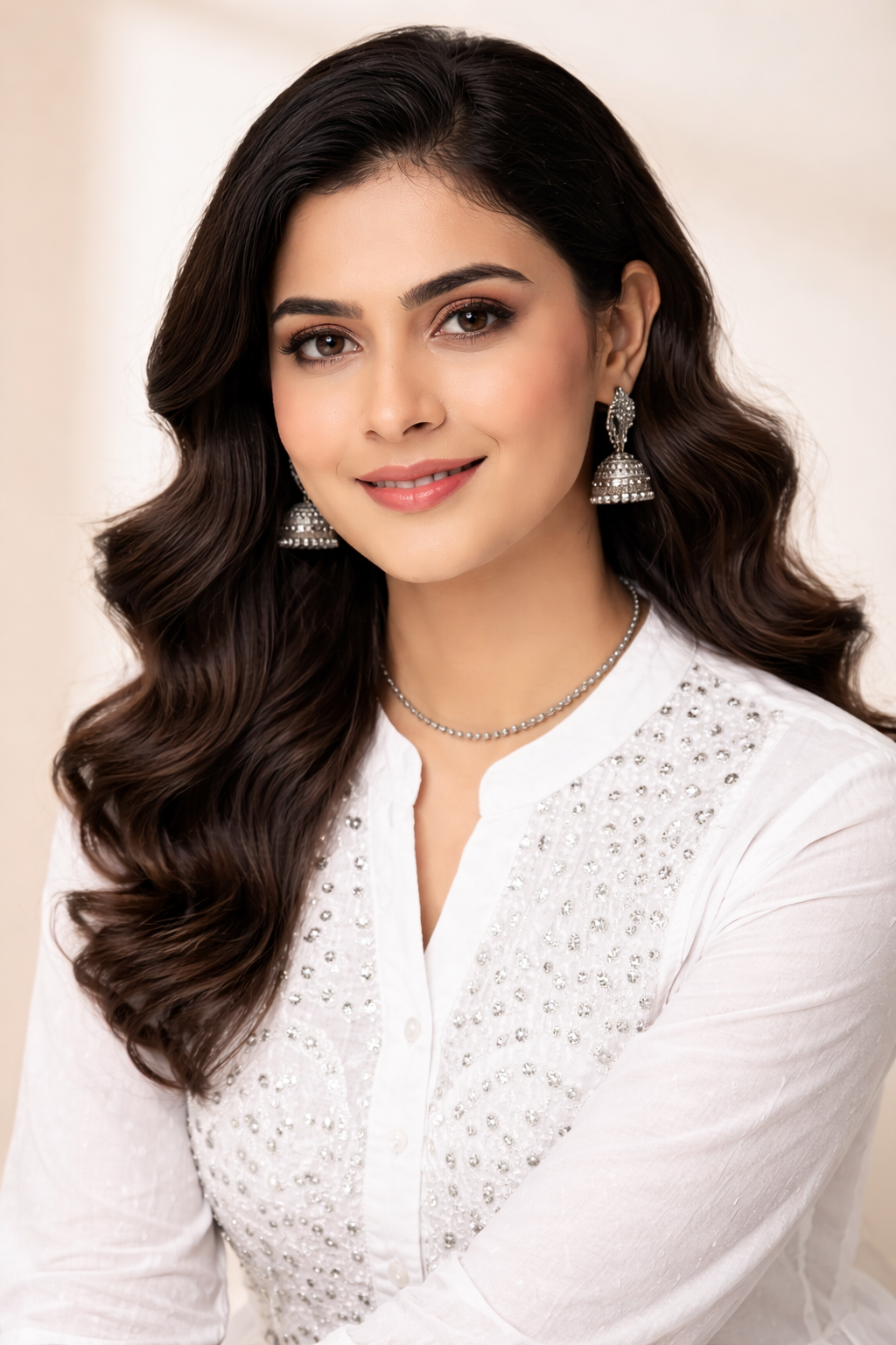 White Chikankari Embroidered Midi Kurti Dress