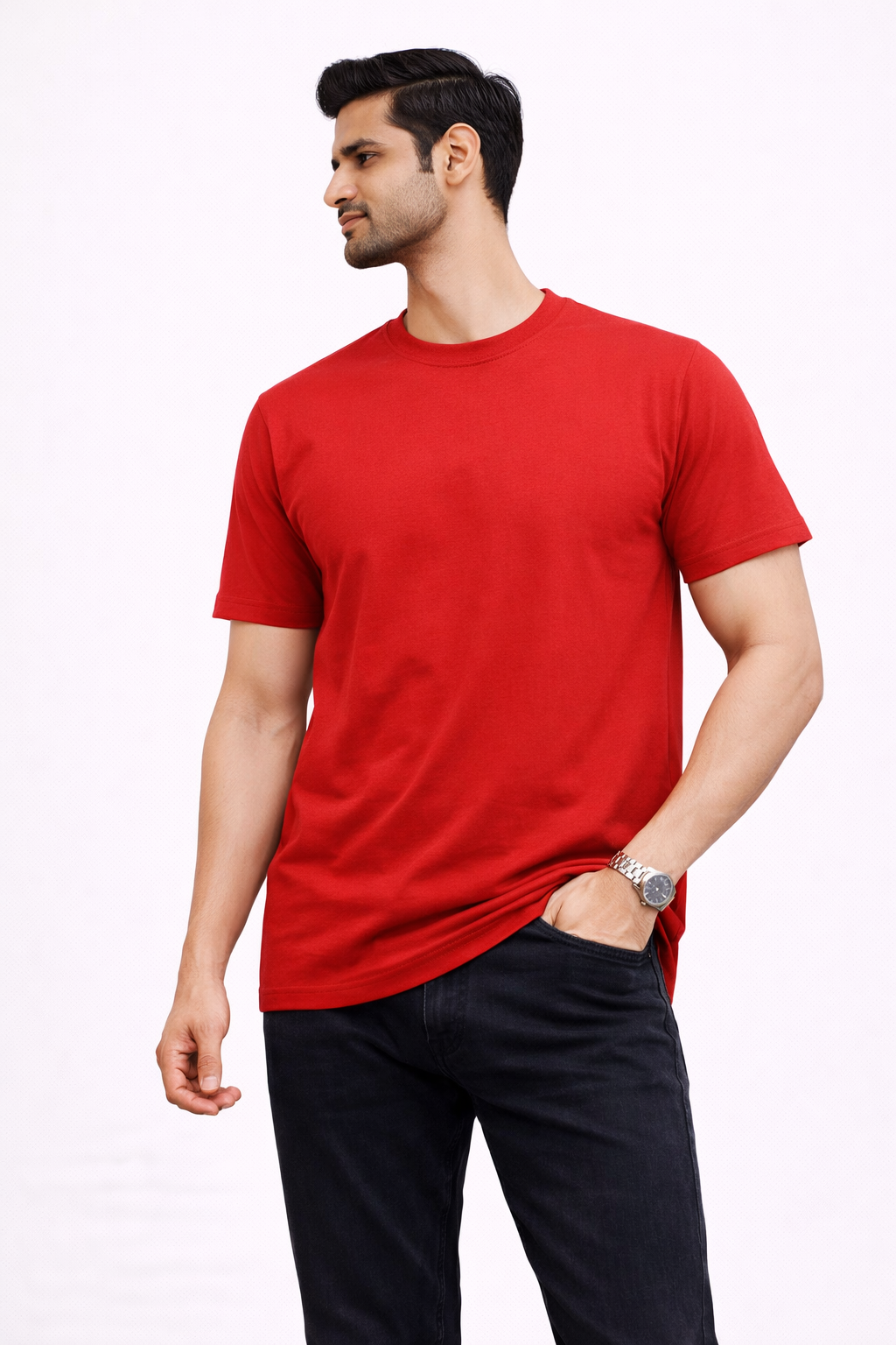 Future Statement Graphic T-Shirt with Dove Print – Motivational Back Print (Red)