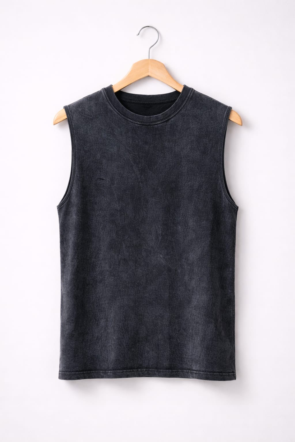 Men’s Charcoal Black Acid Wash Sleeveless Oversized T-Shirt