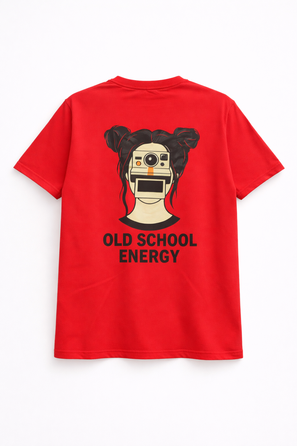 Old School Energy Graphic Printed Oversize T-Shirt – Retro Aesthetic (Red)