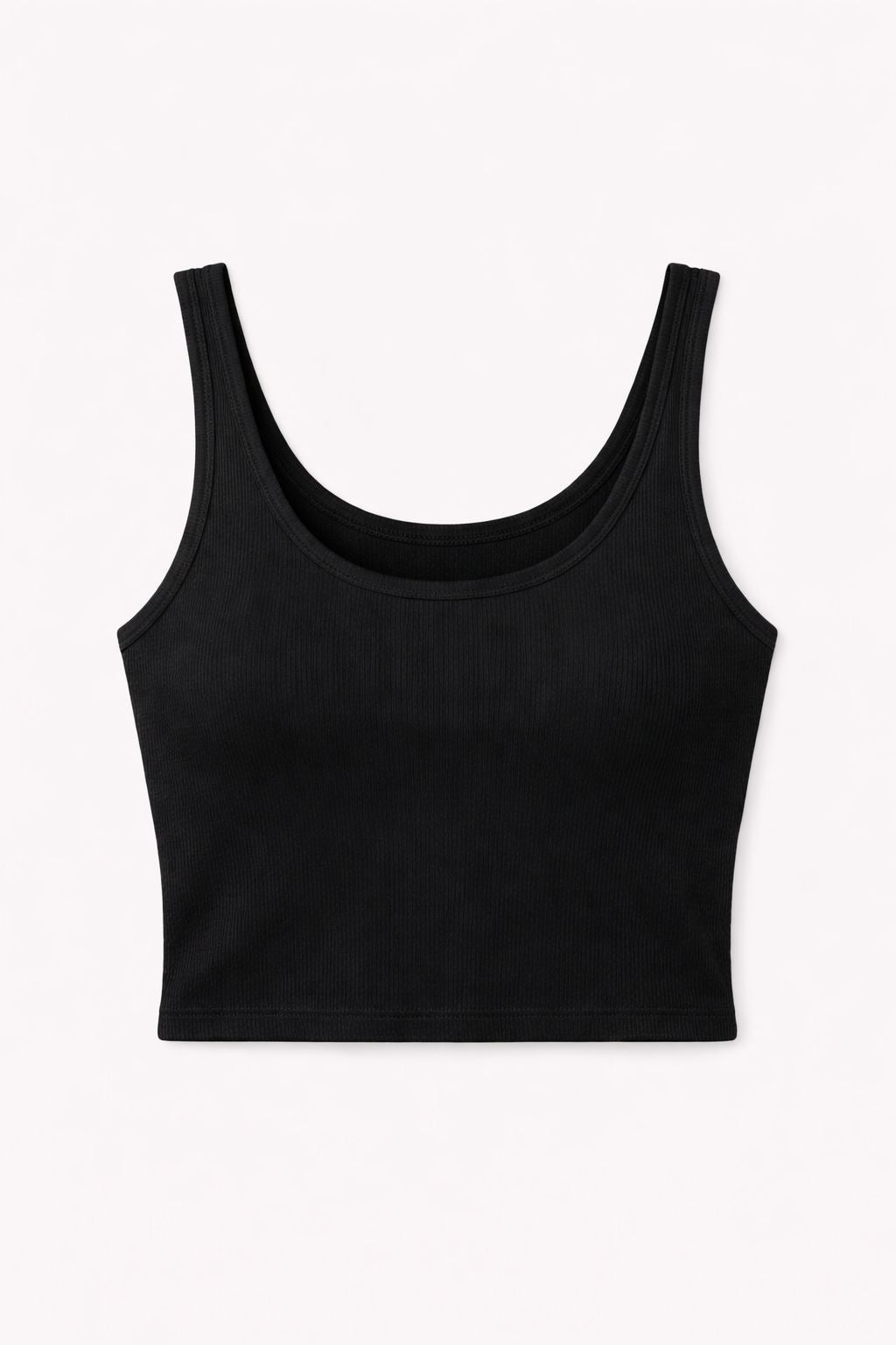 Black Sleeveless Ribbed Crop Top