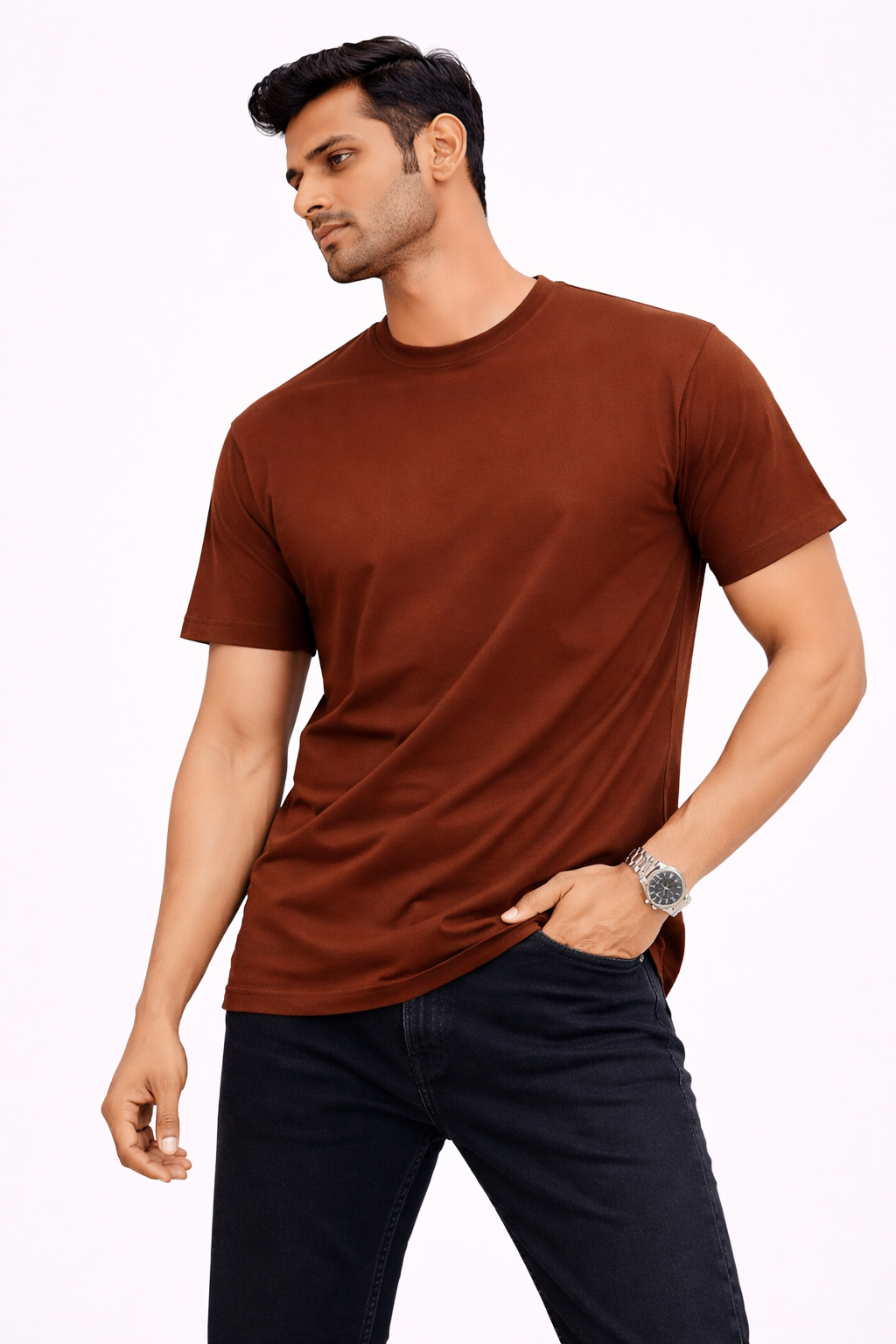 Men’s Brown Summer Vibes Palm Tree Graphic Oversized T-Shirt