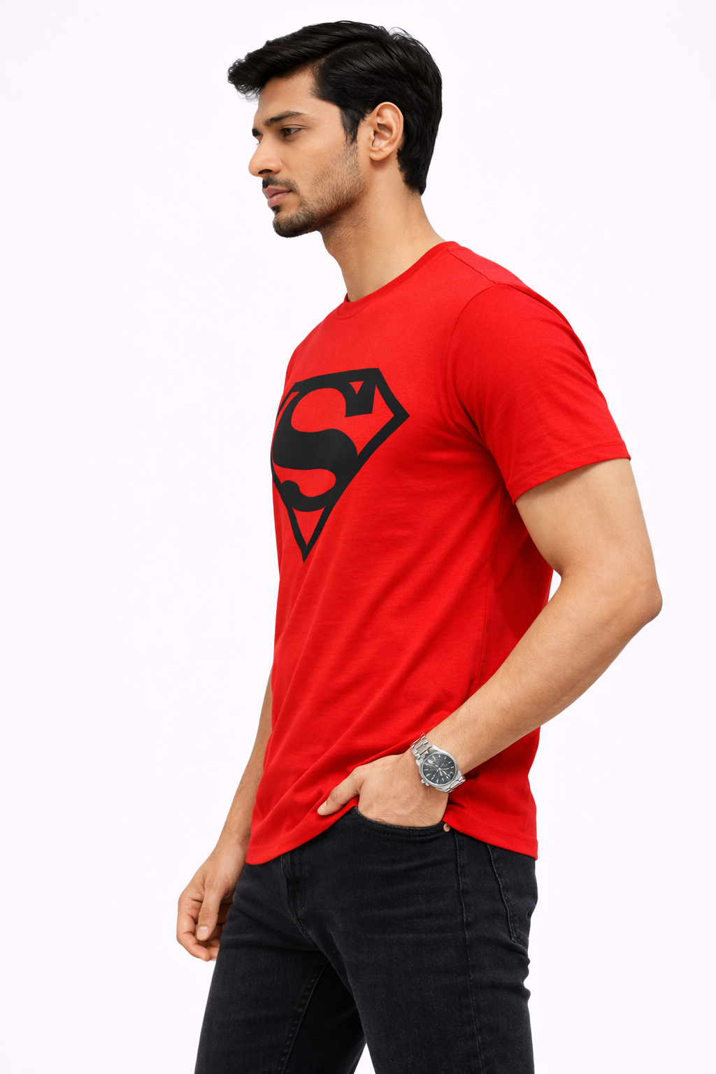 Superhero “S” Shield Graphic T-Shirt – Bold Chest Print (Red)
