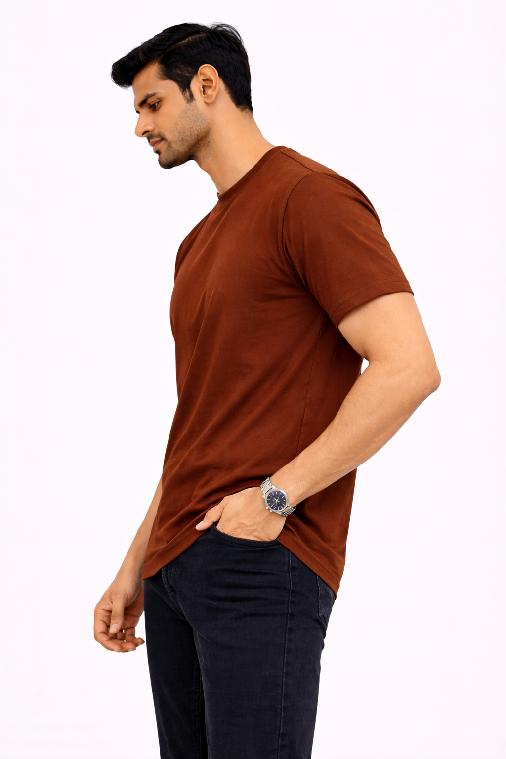 Men’s Brown Summer Vibes Palm Tree Graphic Oversized T-Shirt