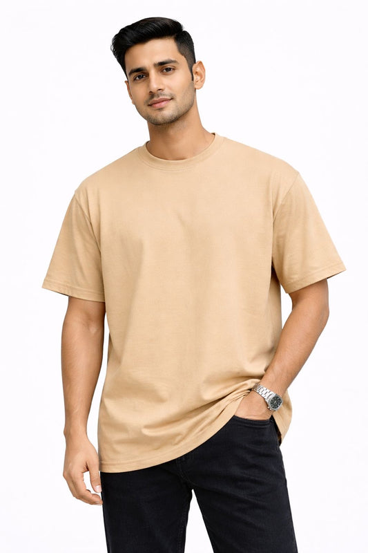 Beige Oversized Graphic T-Shirt – Old School Energy