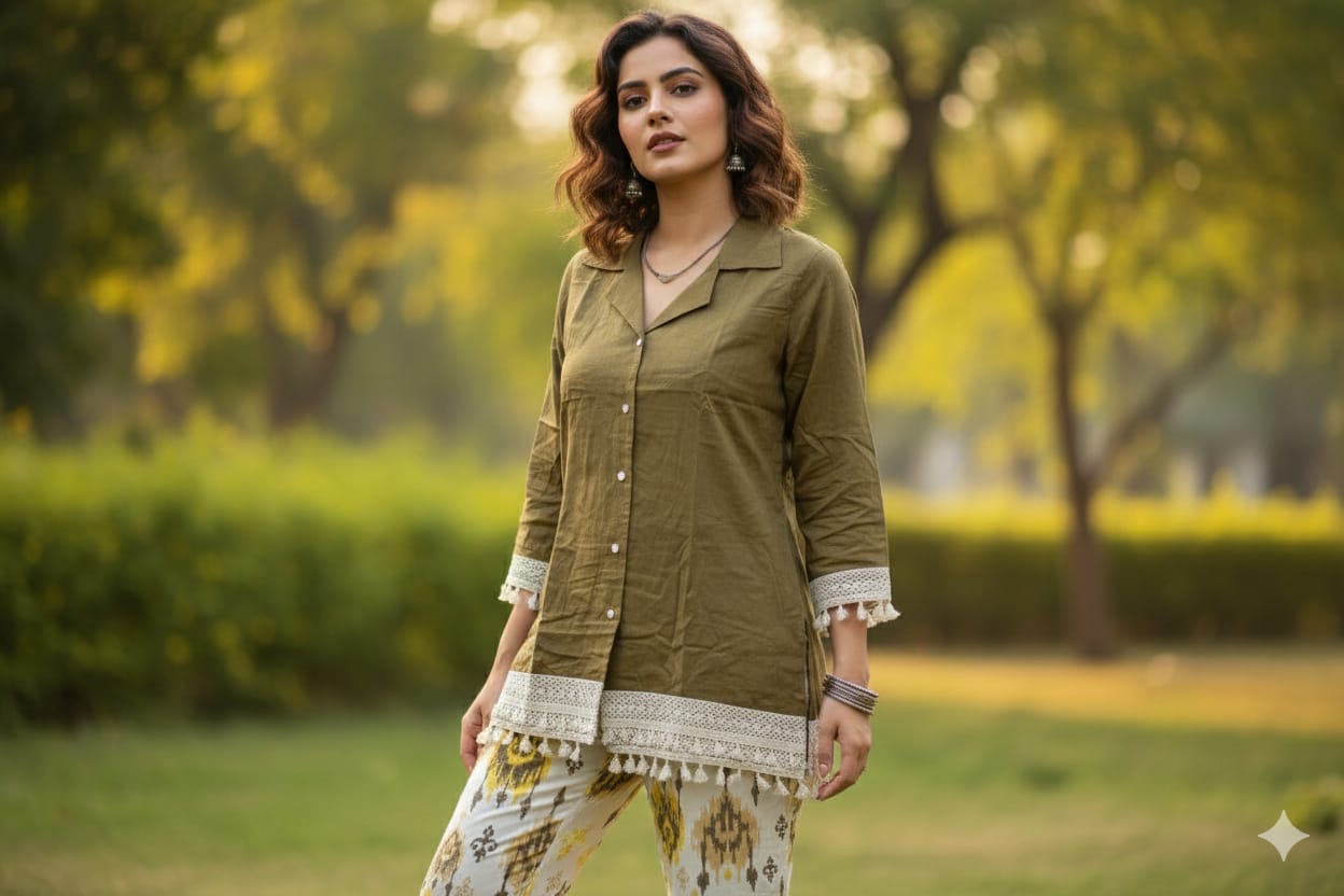 Olive Aura Printed Co-Ord Set