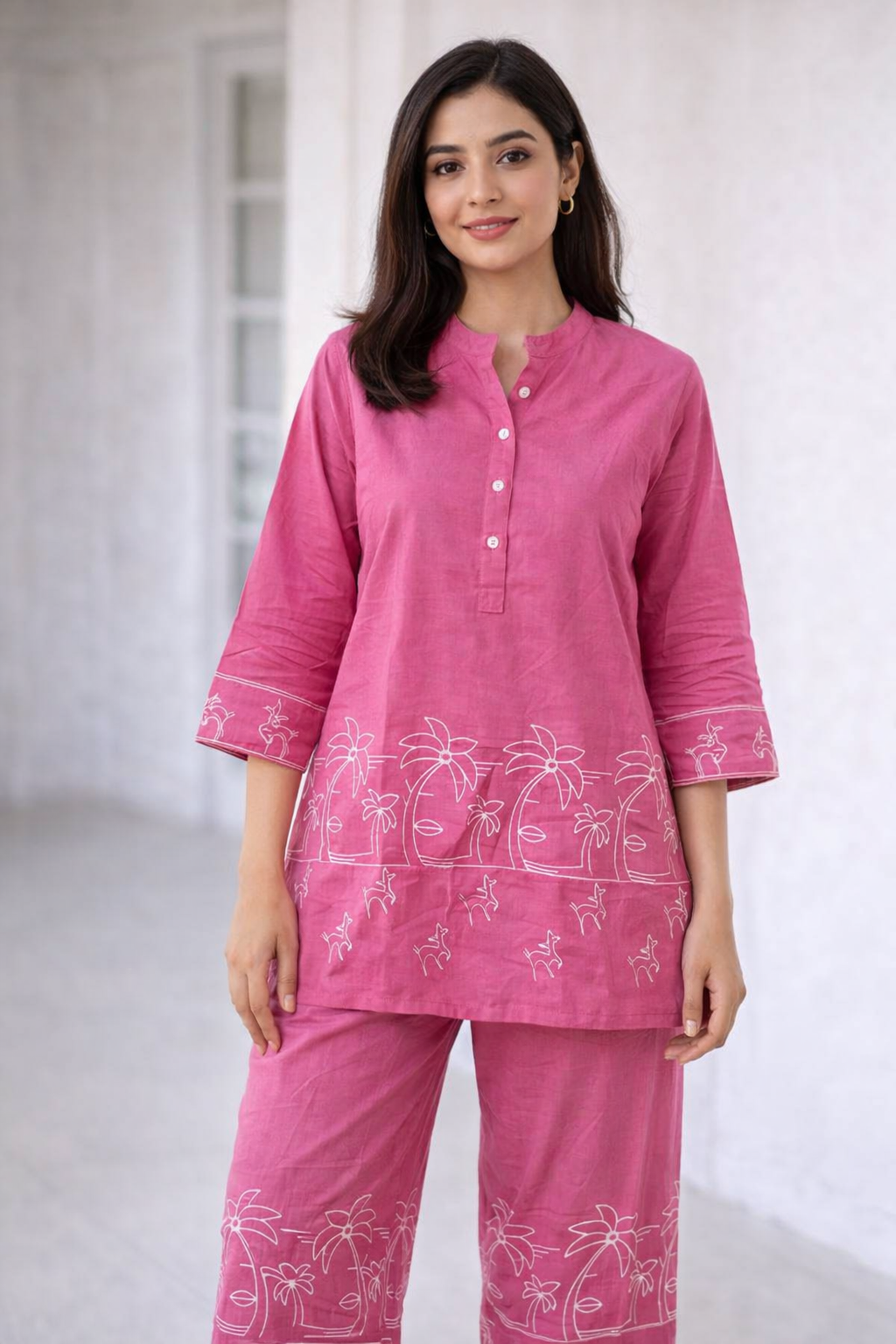 Blush Palm Printed Cotton Co-Ord Set