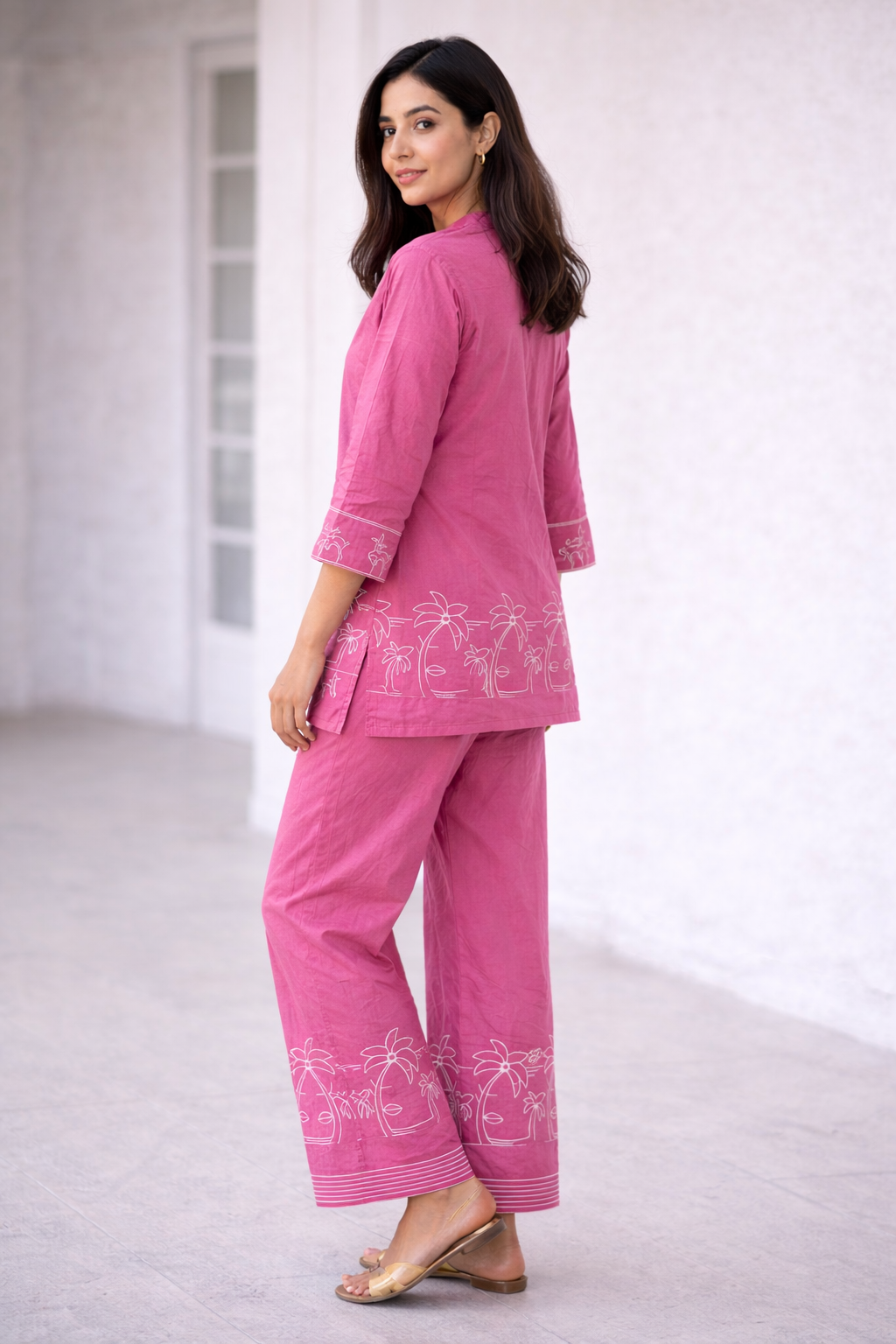 Blush Palm Printed Cotton Co-Ord Set