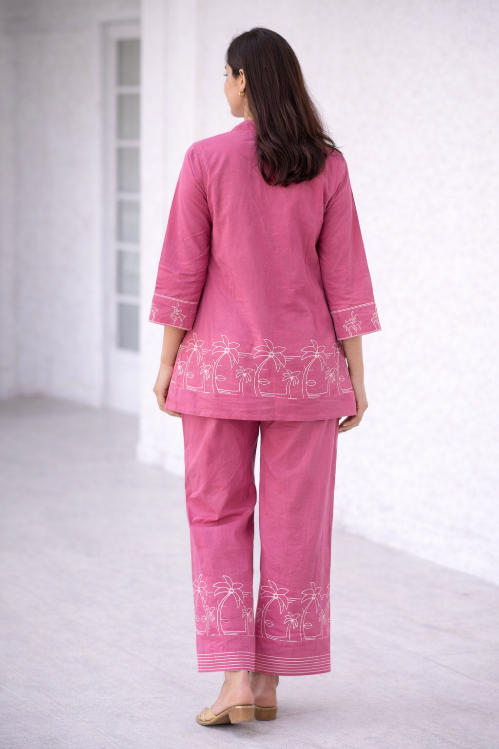 Blush Palm Printed Cotton Co-Ord Set