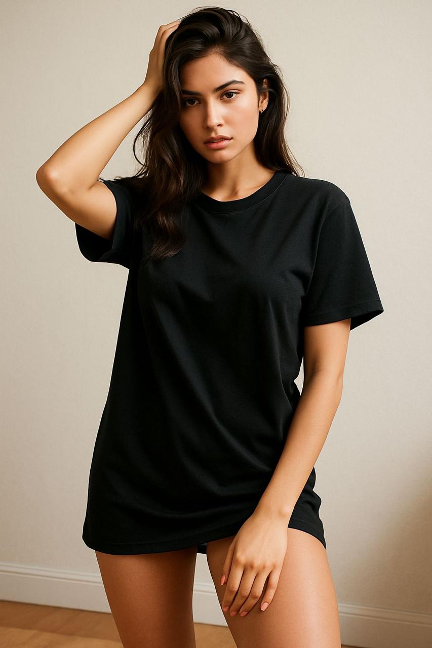 Women’s Premium Black Oversized Tee — Minimal Street Style