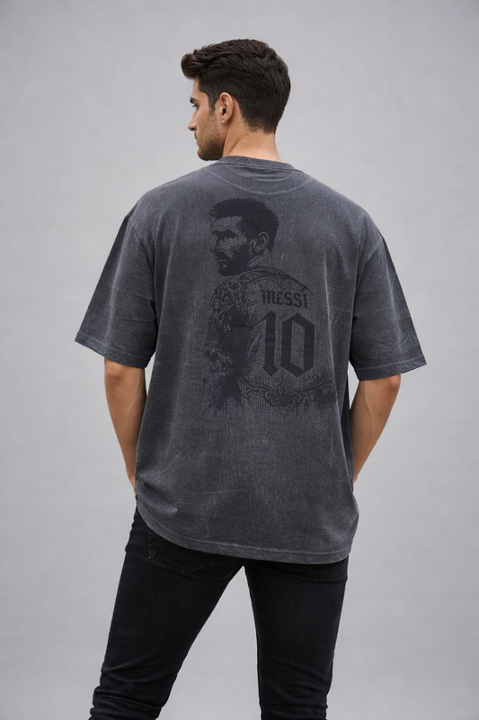 Men’s Charcoal Grey Acid Wash Oversized Graphic T-Shirt
