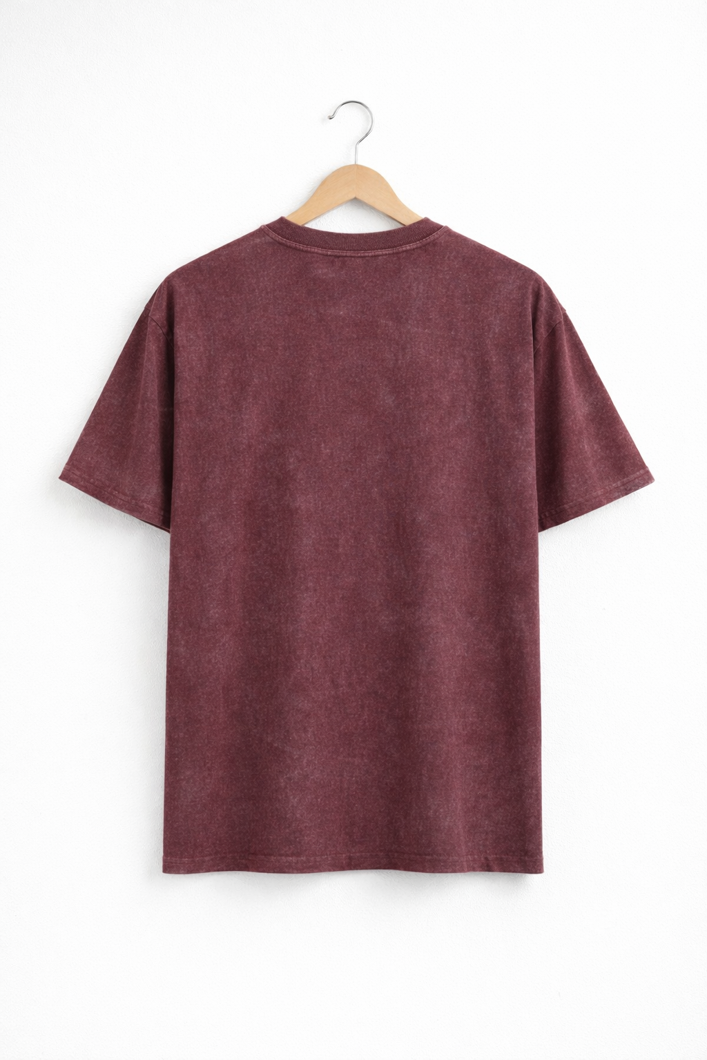 Men’s Burgundy Acid Wash Oversized Graphic T-Shirt – Skull Print